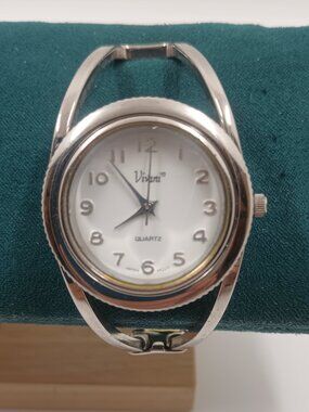 Viviani Silver Tone Hinged Bangle Quartz Watch